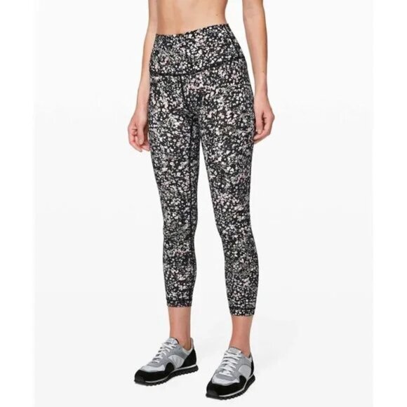 Lot of 2 Lululemon Size 4 Brown Zoned In 27" & Floral Spritz Wunder Under Tight - Picture 10 of 15